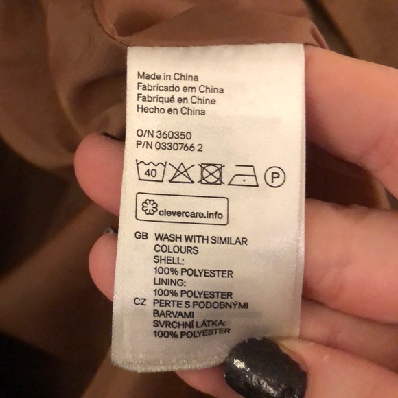 H&M Flowy Tan Fall Coat 3/4 sleeve Suede-like - Picture 4 of 8